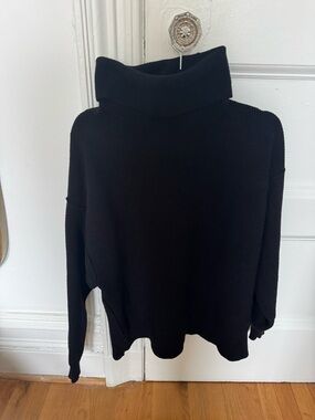 Free People Black Ribbed Turtleneck Sweater